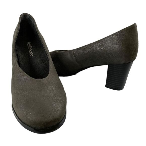 Antelope Women's size 5 37 Grey suede metallic chunk heels pumps - Picture 1 of 9
